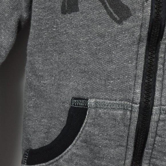 Gray full zip hoodie  with contrasting ribbing 4T - Picture 5 of 9